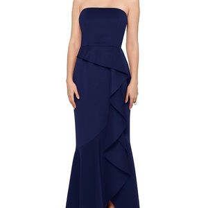 Xscape Strapless Ruffled Gown